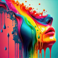 Graphic Design of Colorful Painting of a Face