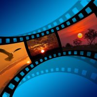 Film strip with pictures shocasing videography