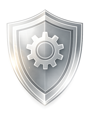 Shield and cog icon representing website protection, maintenance, and long-term operational stability.