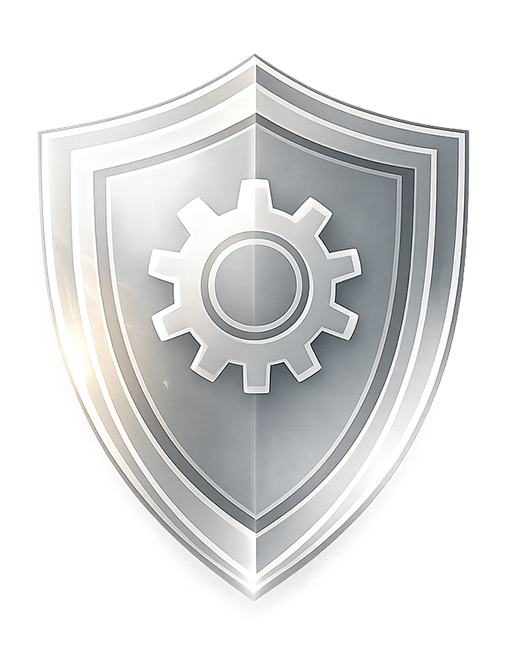 Shield and cog icon representing website protection, maintenance, and long-term operational stability.